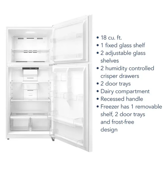 30 INCH Insignia 18 Cu. Top Freezer White Refrigerator * New Open Box *