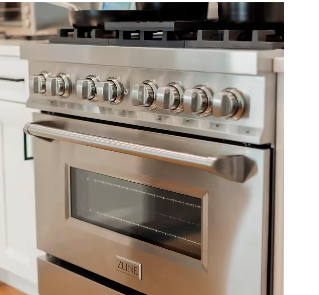 36 INCH ZLINE RA36 Freestanding Dual Fuel Gas Range 6 Sealed Italian Burners, 4.6 cu. ft. Oven Continuous Grates, Convection,Smooth Glide Racks, Porcelain Cooktop,Stainless Steel * New Open Box *