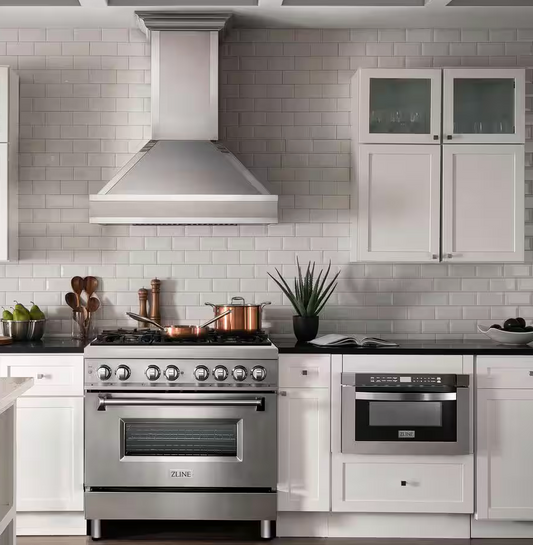 36 INCH ZLINE  RA36  Freestanding Dual Fuel Gas Range 6 Sealed Italian Burners, 4.6 cu. ft. Oven Continuous Grates, Convection,Smooth Glide Racks, Porcelain Cooktop,Stainless Steel * New Open Box *