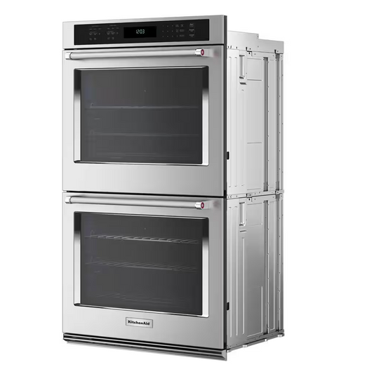 27 INCH KitchenAid  KOED527PSS Double Electric Wall Oven  8.6 Cu. Ft. Total Oven Capacity, Air Fry, Even-Heat True Convection, Preheat, Integrated Meat Thermometer, Self-Close Doors, Self-Cleaning, Sabbath Star-K Stainless Steel * New Open Box *