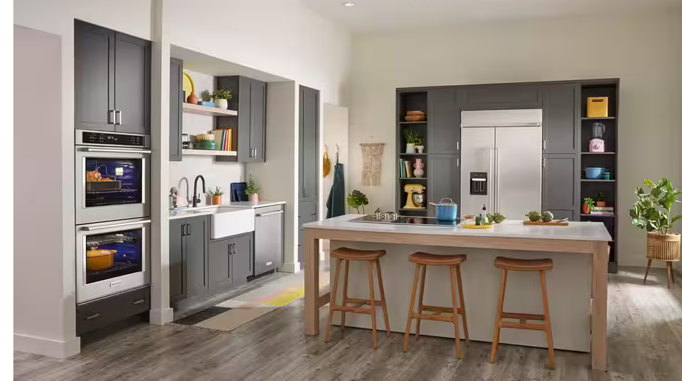 27 INCH KitchenAid KOED527PSS Double Electric Wall Oven 8.6 Cu. Ft. Total Oven Capacity, Air Fry, Even-Heat True Convection, Preheat, Integrated Meat Thermometer, Self-Close Doors, Self-Cleaning, Sabbath Star-K Stainless Steel * New Open Box *