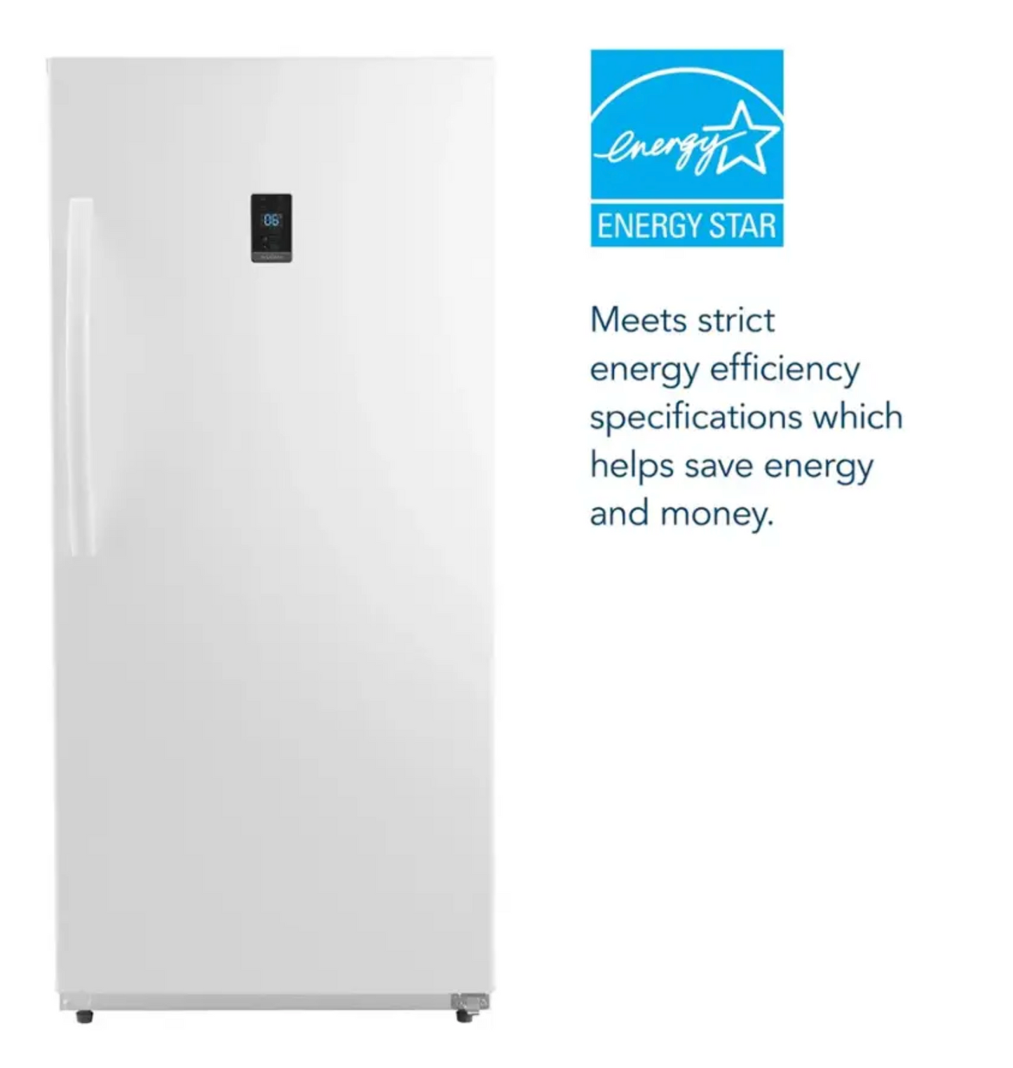 28 INCH Insignia 13.8 Cu. Ft. NSUZ14WH0 Upright Freezer * New Open Box * Convertible to Refrigerator , Interior Light , Energy Star , White , 0 F to 110F