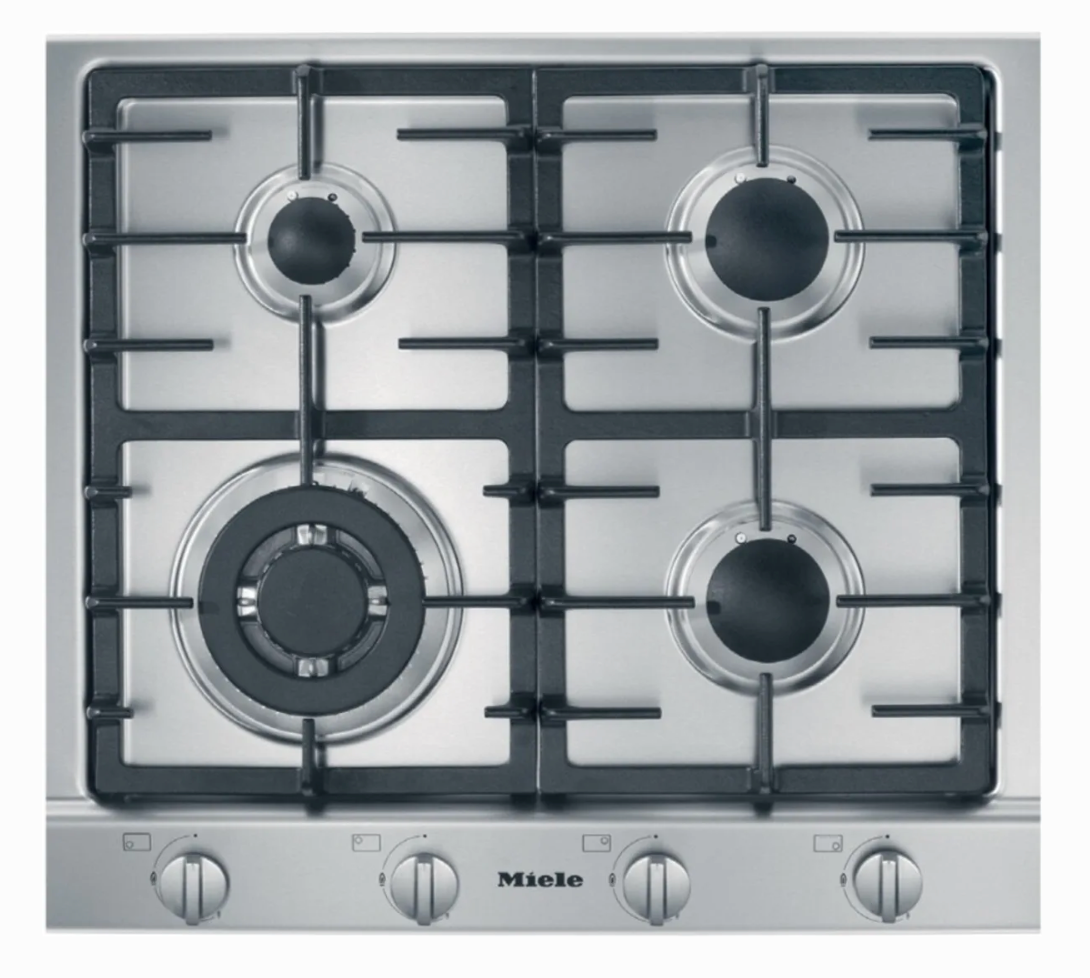 24 INCH Miele KM2012G Gas Cooktop * New Open Box * 4 Sealed Burners, Continuous Grate, Mono Wok Burner, Ignition Safety Control, Side Knob Controls, QuickStart, GasStop and Restart