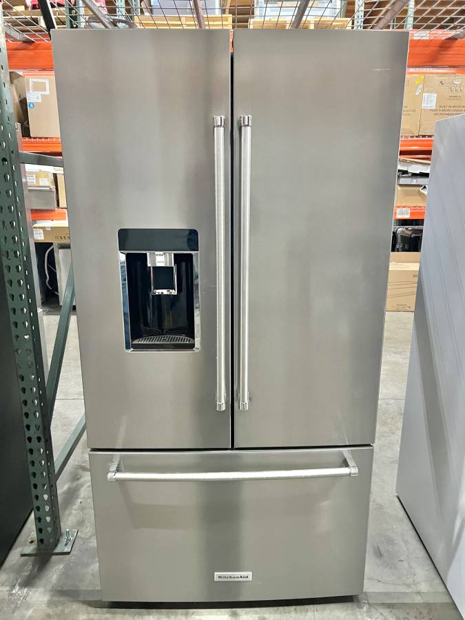 36 INCH KitchenAid KRFC704FPS French Door Refrigerator * New Open Box * 23.8 cu. ft., 3 Glass Shelves, Gallon Door Bins, Preserva Food Care System, Ice Water Dispenser, Auto Icemaker, Stainless Steel .