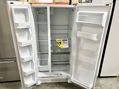 33 INCH Whirlpool WRS312SNHW Side by Side Refrigerator White * NEW *  Freestanding  21.72 Cu. Ft. , Adjustable Gallon Door Bins, LED Interior Lighting, Hidden Hinges, Frameless Glass Shelves,  Optional Icemaker, White .
