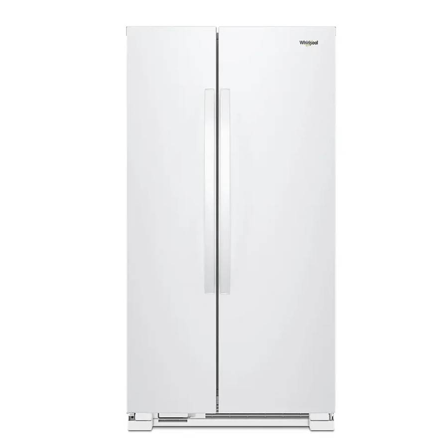 33 INCH Whirlpool WRS312SNHW Side by Side Refrigerator White * NEW *  Freestanding  21.72 Cu. Ft. , Adjustable Gallon Door Bins, LED Interior Lighting, Hidden Hinges, Frameless Glass Shelves,  Optional Icemaker, White .