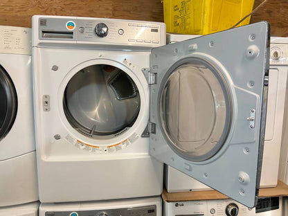 27 Inch Kenmore Elite Front Load Washer Dryer Set Steam White, Used Condition