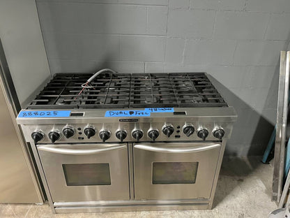 48 INCH Kitchenaid Dual Fuel Gas Range KDRP487MSS Convection Oven , Used Condition , Stainless Steel , Sealed Burners , Black top , Continuous Iron Grates , Fan