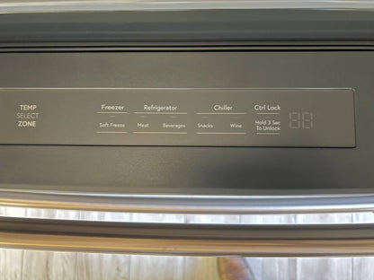 36 INCH GE Cafe CXE22DP3PD1  * New Open Box *. Counter Depth 4-Door French Door Smart Refrigerator  22.3 Cu. Ft. Hands-Free Autofill, Humidity Control System,  Convertible Drawer, Multiflow Air, Enhanced Shabbos,  Wi-Fi, ENERGY STAR Matte Black .