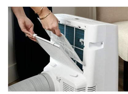 GE 450 Sq. Ft. 10,400 BTU Smart Portable Air Conditioner White * New Open Box * 3 in 1 Portable Air , Wi-Fi , Auto Evaporation , Remote Control , LED Controls , 24 Hr Timer , Continuous Fan , Window Installation Kit ,