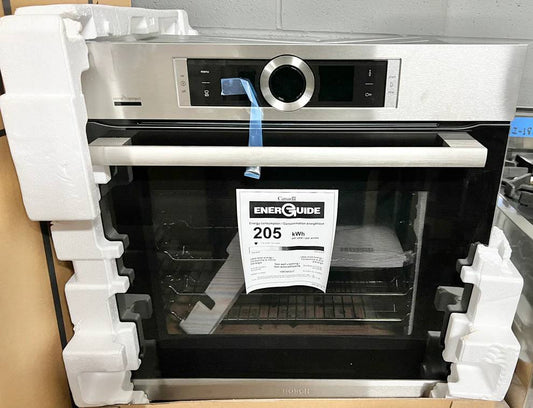 24 INCH Bosch 500 Series HBE5452UC Single Electric Wall Oven * NEW Open Box ,Home Connect, European Convection, ecoClean, 11 Cooking Modes, Fast Pre-Heat, Kitchen Timer, 2.5 cu. ft. , Stainless Steel .