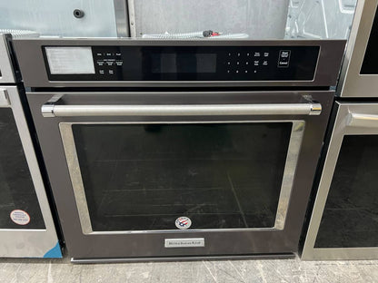 30 INCH KitchenAid  KOSE500EBS Single Convection Electric Wall Oven 5 cu. ft., Even-Heat True Convection Oven, Easy Convect  Conversion System, Self-Cleaning, * New Open Box * , ADA Black Stainless Steel, Print Shield  Finish