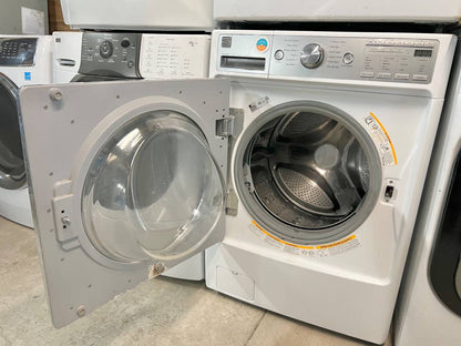 27 Inch Kenmore Elite Front Load Washer Dryer Set Steam White, Used Condition