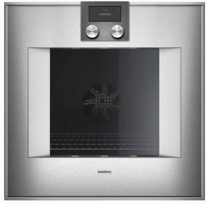 24 INCH Gaggenau 400 Series BO451611 Single Electric Wall Oven * New Open Box *  3.2 cu. ft. Convection Oven,  Pyrolytic Self-Cleaning, Meat Probe, Star-K Certified Sabbath Mode Handleless Side Swing Door , Left Hinge .