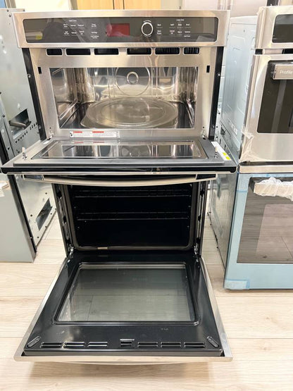 27 INCH GE JK3800SHASS Combination Microwave Wall Oven New Open Box * Built In ,  Sensor Cooking Controls , Bake Element , Broil Element,  Glass Touch Controls , GE Fits Guaranteed !  Self Clean with Steam , Stainless Steel .