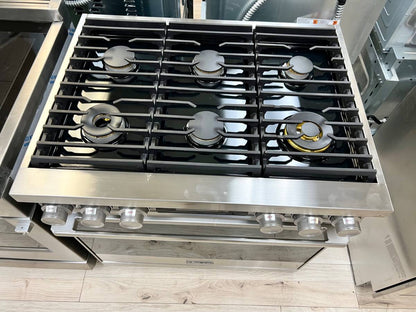 36 INCH Dacor Contemporary  DOP36C86DLS Freestanding Dual Fuel Smart Steam Range with 6 Sealed Burners, 4.8 cu. ft. Oven Capacity, and Four-Part Pure Convection: Silver Stainless Natural gas Or Propane LP