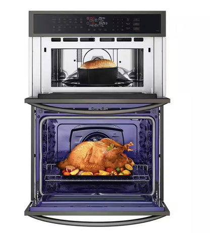 30 INCH LG WCEP6423D Built-In Microwave Wall Oven Combo Black Smart Combination Wall Oven ,  Microwave , 6.4 Cu Ft , True Convection , AIR FRY , Thin Q ,  Smooth Touch Glass Controls , Sabbath Mode , Print Proof Black Stainless Steel . * New Open Box *