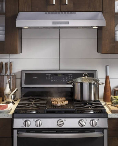 30 INCH GE Profile PVX7300SJSS Under Cabinet Range Hood New Open Box * Stainless Steel  , 390 CFM Blower Included Inside , LED , Convertible , 4 Speed ,