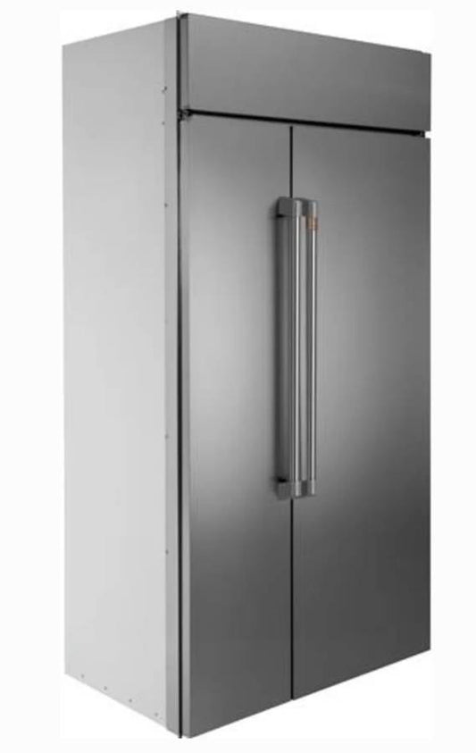 42 Inch GE Cafe CSB42WP2NKS1 Built-In Side by Side Refrigerator New * Open Box 25.2 Cu. Ft. , Showcase LED Lighting, WiFi Connect Technology, Large Door Bins, Ice Maker, CSA, UL Listed Sabbath Mode .