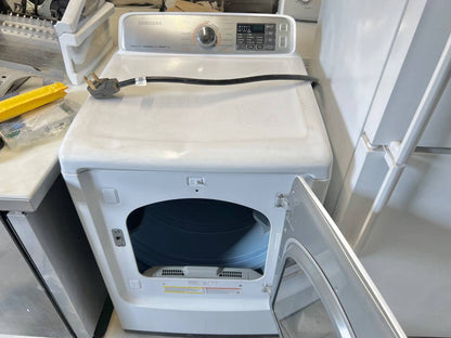27 INCH Samsung DVE50M7450W Electric Dryer  ,Multi-Steam, Wrinkle Prevent Option, Sensor Dry, 11 Dry Cycles, Smart Care, 4-Way Venting, Eco Dry, Reversible Door 7.4 cu. ft. , White