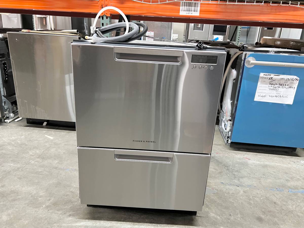24 INCH Fisher & Paykel DishDrawer Series  DD24DCTX9N Full Console Double DishDrawer 14 Place Setting, 15 Wash Cycles, 3 Wash Modifiers, 6 Wash Programs, Sanitize, Cutlery Basket, Child Lock,44 dBA Energy Star Stainless