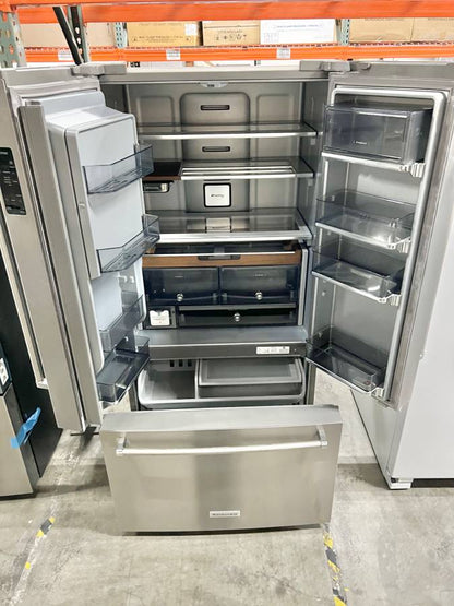 36 INCH KitchenAid KRFC704FPS French Door Refrigerator * New Open Box * 23.8 cu. ft., 3 Glass Shelves, Gallon Door Bins, Preserva Food Care System, Ice Water Dispenser, Auto Icemaker, Stainless Steel .