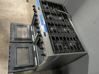 48 INCH Kitchenaid Dual Fuel Gas Range KDRP487MSS Convection Oven , Used Condition , Stainless Steel , Sealed Burners , Black top , Continuous Iron Grates , Fan