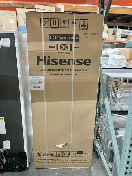 28 INCH Hisense CFU14N6AWE, 13.6 cu. Convertible Upright Freezer OR Refrigerator * New Open Box *