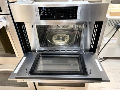 30 INCH Bosch 500 Series  HBL57M52UC Double Combination Electric Wall Oven with 6.2 cu. ft. Total Capacity, True Convection, Sensor Cooking, Self-Clean, Popcorn Setting, Glass Turntable , New Open Box