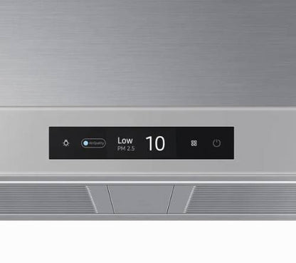 36 INCH Samsung NK36CB700WCG Smart Wall Mount Chimney Range Hood GREY * New Open Box  650 CFM , 4 Speed ,50 dBA, Wi-Fi Triple Air Sensor ,LED Bar Lighting ,Touch Controls , Dishwasher Safe Baffle Filters , ADA ,  CLEAN GRAY PANEL . Stainless Steel