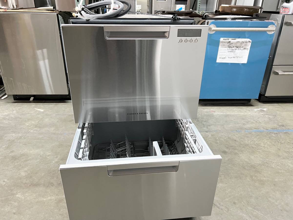 24 INCH Fisher & Paykel DishDrawer Series  DD24DCTX9N Full Console Double DishDrawer 14 Place Setting, 15 Wash Cycles, 3 Wash Modifiers, 6 Wash Programs, Sanitize, Cutlery Basket, Child Lock,44 dBA Energy Star Stainless