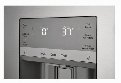 36 INCH Frigidaire GRFS2853AFA French Door Refrigerator * New Open Box 27.8 CU Ft , Gallon Door Bins, Crispers , Dual Ice Maker , PurePour Water Filter ,  PureAir Ultra II Air Filter , Energy Star Certified , Stainless Steel .