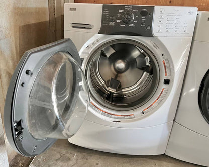 27 Inch Kenmore Elite Front Load Washer Gas Dryer Set , White Used Condition