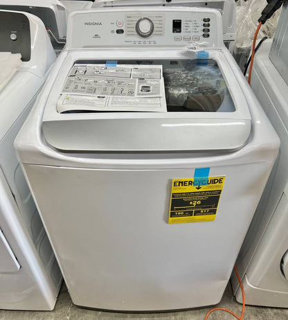 27 INCH Insignia 4.1 Cu. Ft. High Efficiency Top Load Washer White New * Open Box * 4.1 Cu Ft 11 Washing Programs Child Lock Delay Start  Eco Warm Cold Hot High Efficiency Energy Star
