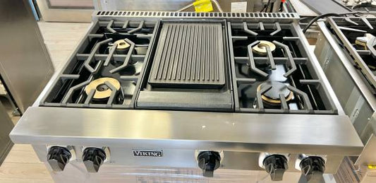 36 INCH Viking 7 Series VRT7364GSS GAS  Rangetop , Cast Iron Griddle * NEW Open Box * Stainless Steel