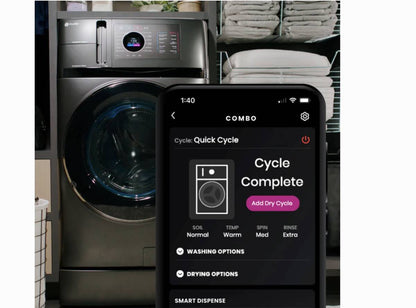 28 INCH GE Profile PFQ97HSPVDS Front Load Washer Dryer Combo * NEW ** 4.8 Cu Ft , Energy Star , Ventless Heat Pump Dryer, 110V outlet, ADA, Carbon Graphite.