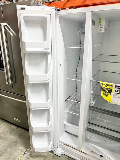 33 INCH Whirlpool WRS312SNHW Side by Side Refrigerator White * NEW *  Freestanding  21.72 Cu. Ft. , Adjustable Gallon Door Bins, LED Interior Lighting, Hidden Hinges, Frameless Glass Shelves,  Optional Icemaker, White .