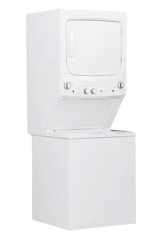 27 INCH GE Stackable GUD27ESSMWW Electric Laundry Center White * New Open Box Auto-load Sensing, Cycle Status Lights, Rotary Controls, 11 Wash Cycles, 6 Wash Rinse Temperatures , 800 RPM , White .