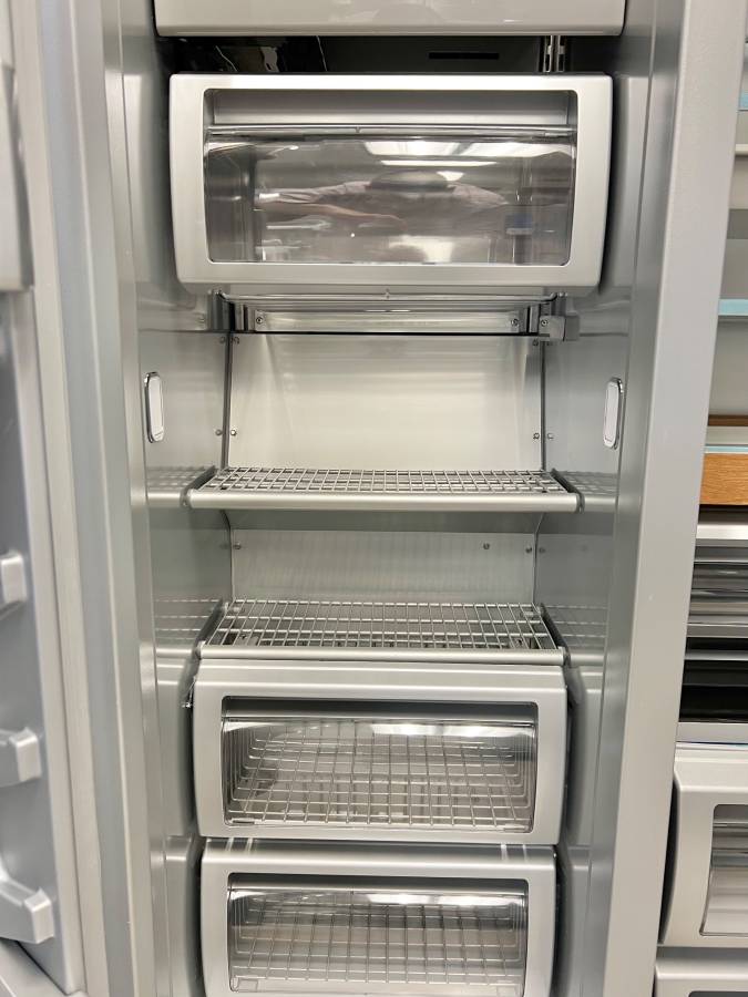 48 INCH KitchenAid KBSN708MPS Built In Side-by-Side Refrigerator NEW *  Open Box * 30 cu. ft.,  4 Shelves, Under-Shelf Prep Zone, FreshChill Drawer,  Extend Fresh Temp System, Auto Ice Maker,  Star-K , Stainless Steel Print Shield Finish
