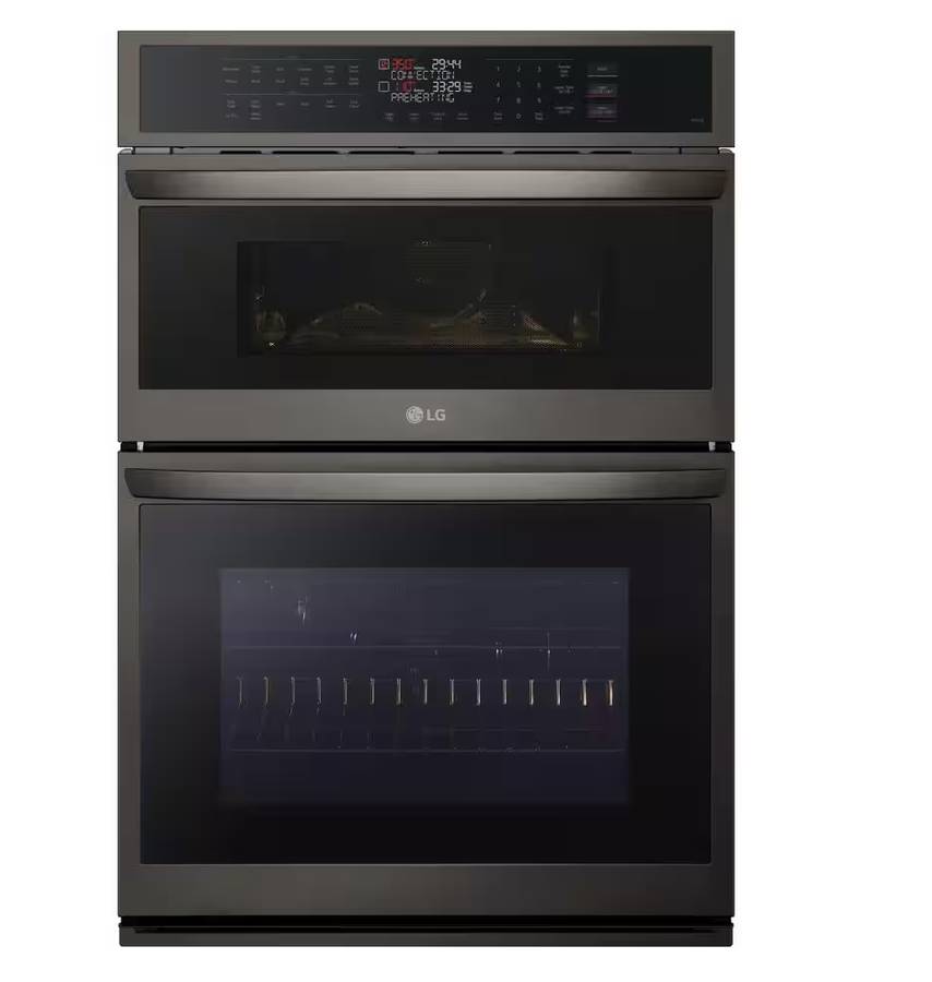 30 INCH LG WCEP6423D Built-In Microwave Wall Oven Combo Black Smart Combination Wall Oven ,  Microwave , 6.4 Cu Ft , True Convection , AIR FRY , Thin Q ,  Smooth Touch Glass Controls , Sabbath Mode , Print Proof Black Stainless Steel . * New Open Box *