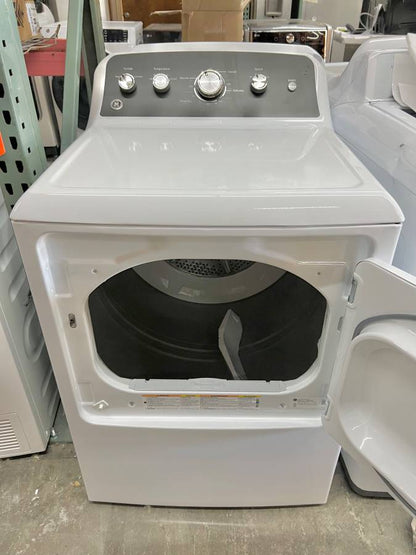 27 INCH GE GTD48EASWWB Front Load Electric Dryer 7.2 cu ft * New Open Box * Auto Dry,  Powerful Venting, Large Diffuser, Aluminized Drum,  Reversible Dryer Door,  Shallow Depth Design Up Front Lint Filter , White