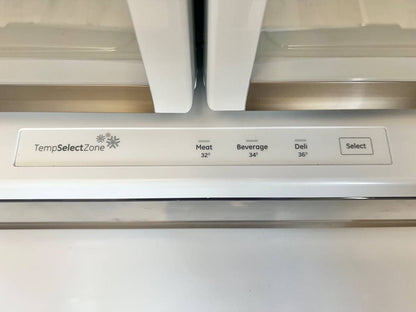 36 Inch GE Cafe CYE22TP3MJD1 Counter Depth French Door Refrigerator * New Open Box * Smart Refrigerator  22.2 Cu. Ft., Precise Fill, TwinChill Evaporators, Wi-Fi, Hot Water Dispenser, ADA  ENERGY STAR,Matte Black  Brushed Stainless Handles