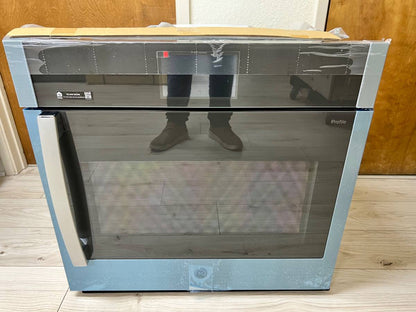 30 INCH GE Profile PTS700RSNSS  Single Wall Oven NEW * Air Fry * Clean * New Open Box * Stainless  5 Cu Ft ,  True European Convection with Direct Air. Self Clean + Steam Clean , Wi-Fi,ADA  , Right Hand Side Swing Door, Steel