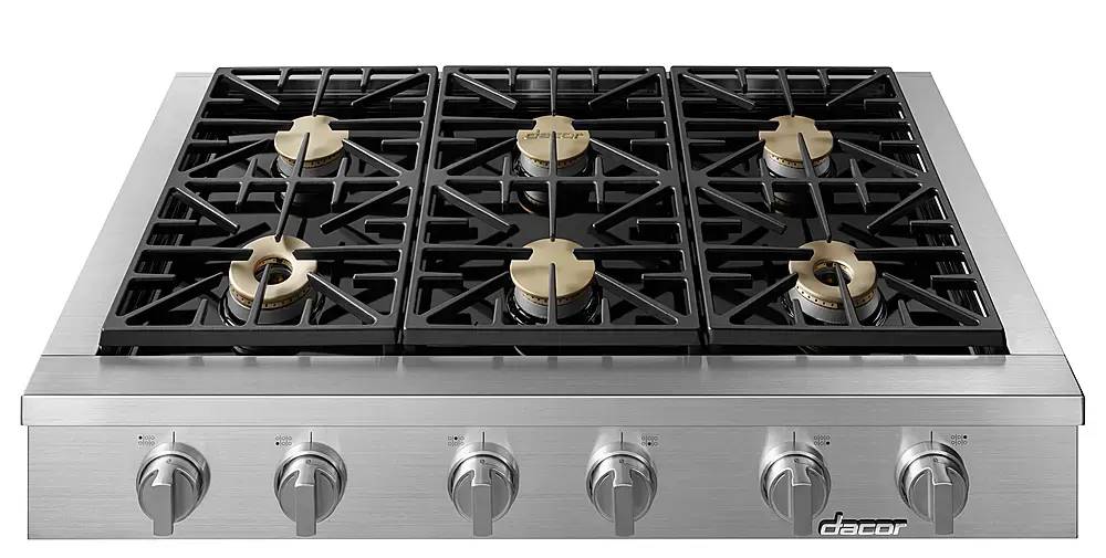 48 INCH Dacor  HRTP486SNG RangeTop with 6 Sealed Burners, Continuous Grates, Simmer Sear Burners, Perma-Flame, Illumina Knobs, Smart Flame, Griddle, New Open Box , Natural Gas