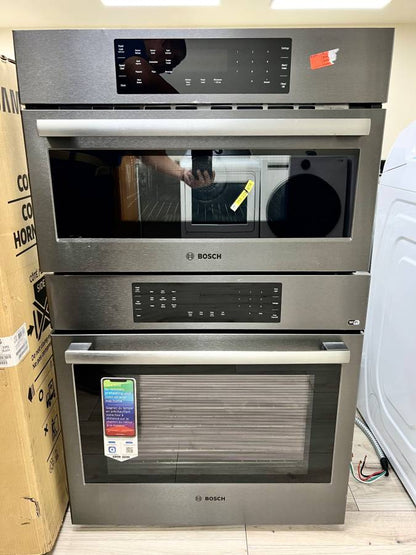 30 INCH Bosch 800 Series HBL8743UC Microwave Oven Combo Black Stainless Steel * New Open Box *  Self Clean , Meat Probe , Fast Pre-Heat, Telescopic Racks., Speed Oven,WIFI,Proof Mode,Glide Racks