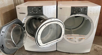 27 Inch Kenmore Elite Front Load Washer Gas Dryer Set , White Used Condition