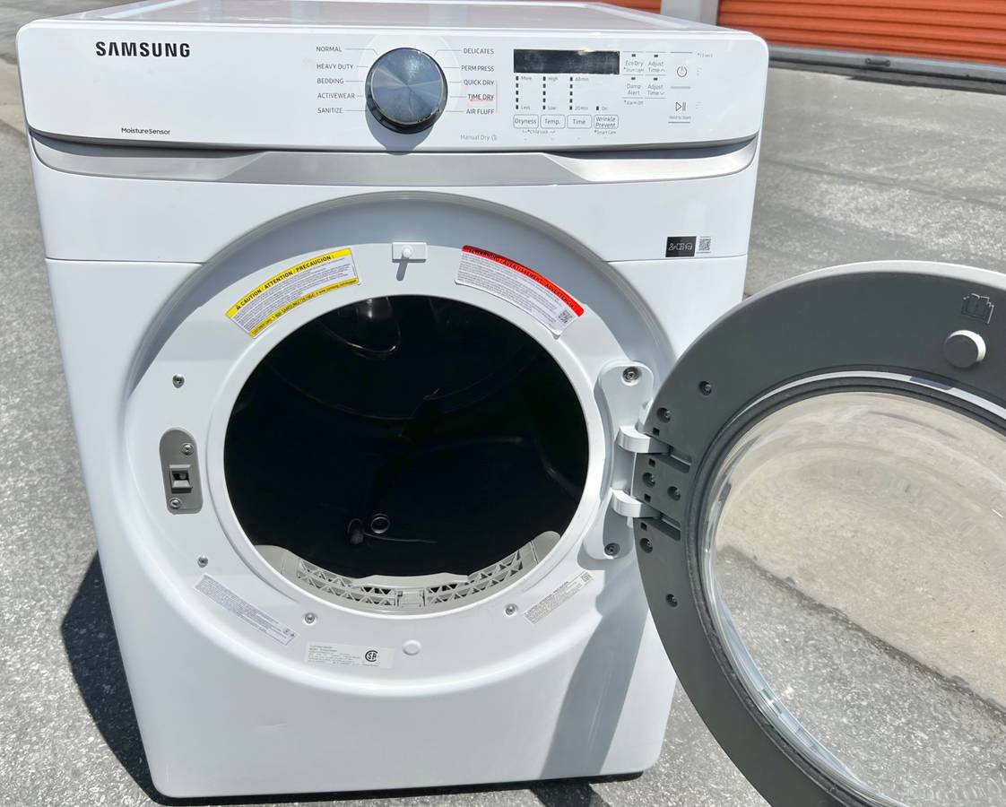 27 INCH Samsung DVG45T6000W Gas Dryer 7.5 cu. ft. White Wrinkle Care * Used Condition *  Reversible Door , Vented , 10 Cycles , Sensor Dry , Smart Care, Remote Diagnosis , Front Controls ,