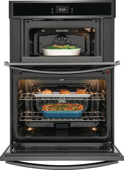 30 Inch Frigidaire GCWM3067AD Combination Electric Wall Oven Air Fry, 7.0 Cu. Ft. , Convection Oven, Steam and Self Clean, Slow Cook, Steam Bake, Microwave Oven Combo, Black Stainless Steel * New Open Box *
