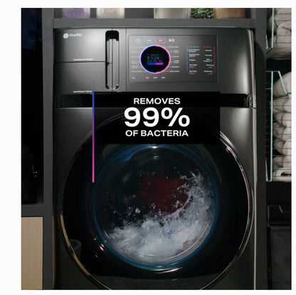 28 INCH GE Profile PFQ97HSPVDS Front Load Washer Dryer Combo * NEW ** 4.8 Cu Ft , Energy Star , Ventless Heat Pump Dryer, 110V outlet, ADA, Carbon Graphite.