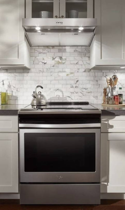 24 INCH Whirlpool WVU37UC4FS Under Cabinet Range Hood 3-Speed * New Open Box * 3 Speed , 250 CFM Blower ,  Push Button Controls , LED Task , Dishwasher Safe Grease Filters Duct Free Recirculation Option , 5 Sones Quiet Operation , Stainless Steel
